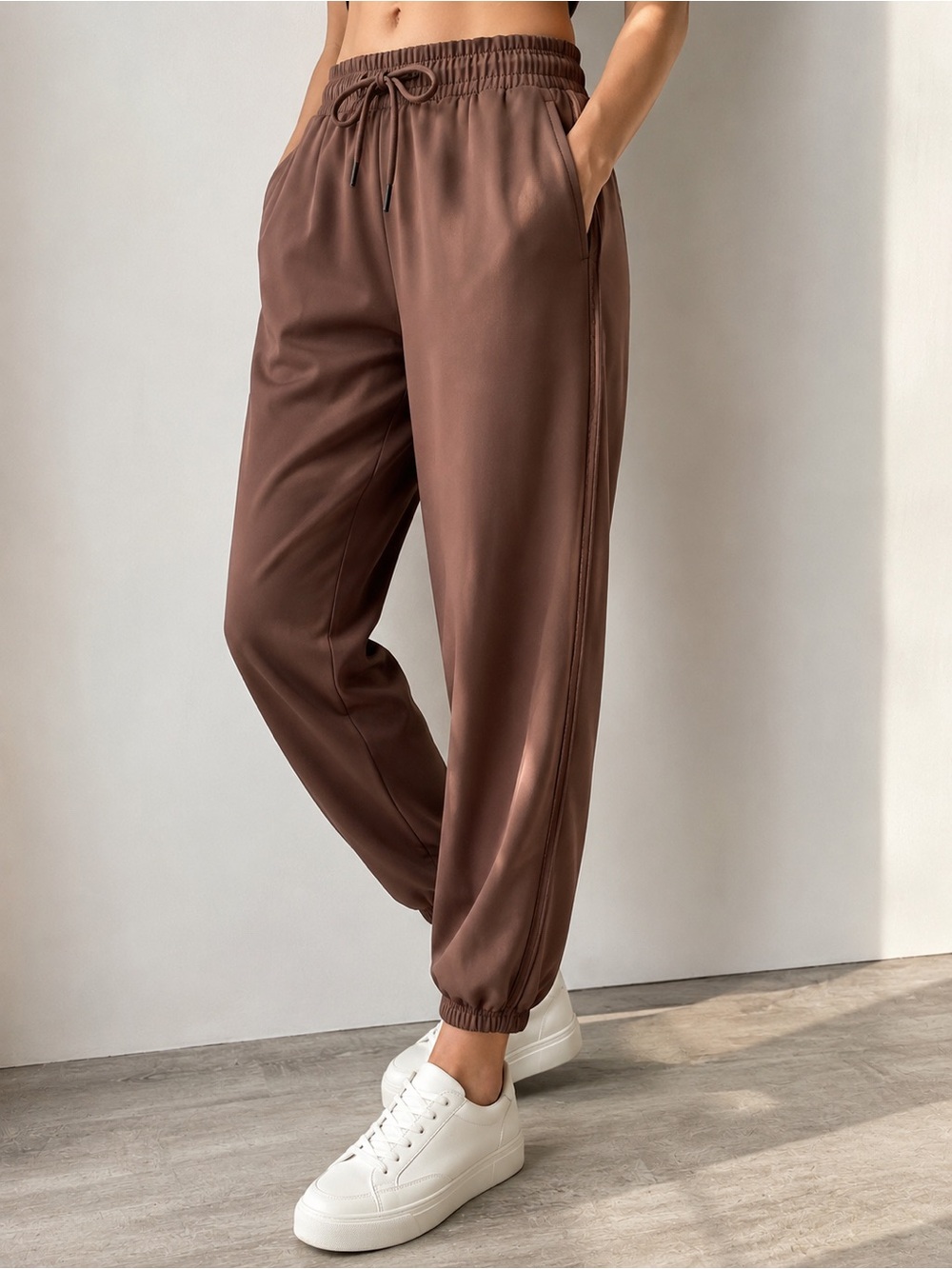 Athleta Metropolis Jogger Pants Size 10 Brown Stretch Ankle